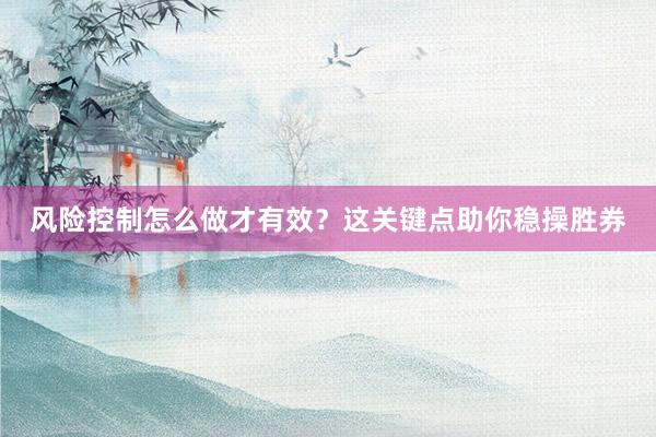 风险控制怎么做才有效？这关键点助你稳操胜券