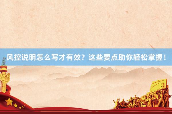 风控说明怎么写才有效？这些要点助你轻松掌握！