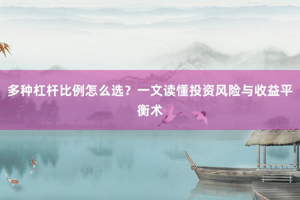 多种杠杆比例怎么选？一文读懂投资风险与收益平衡术