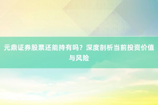 元鼎证券股票还能持有吗？深度剖析当前投资价值与风险