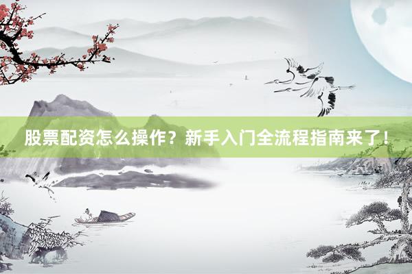 股票配资怎么操作？新手入门全流程指南来了！