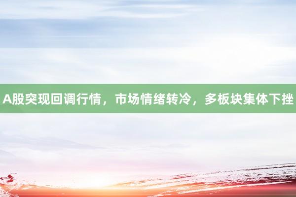A股突现回调行情，市场情绪转冷，多板块集体下挫