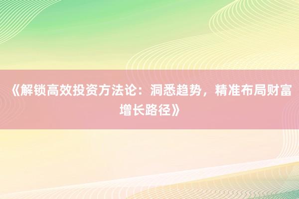 《解锁高效投资方法论：洞悉趋势，精准布局财富增长路径》