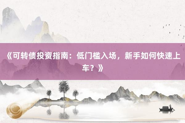 《可转债投资指南：低门槛入场，新手如何快速上车？》