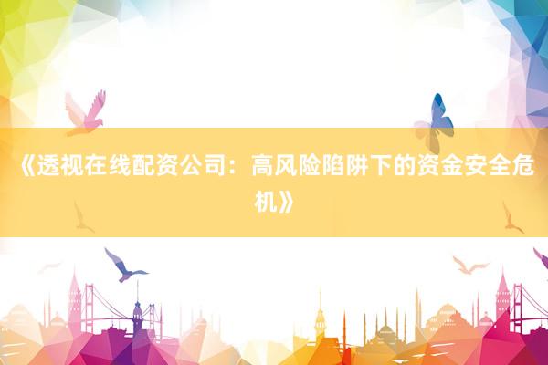 《透视在线配资公司:高风险陷阱下的资金安全危机》