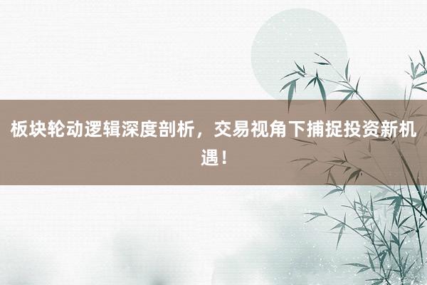 板块轮动逻辑深度剖析，交易视角下捕捉投资新机遇！