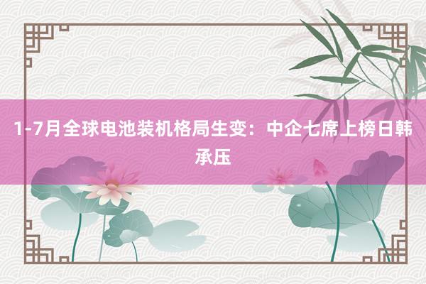 1-7月全球电池装机格局生变：中企七席上榜日韩承压
