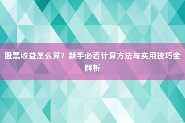 股票收益怎么算？新手必看计算方法与实用技巧全解析