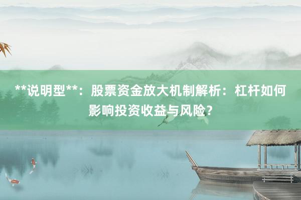 **说明型**：股票资金放大机制解析：杠杆如何影响投资收益与风险？